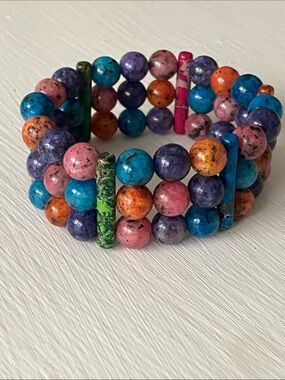 Colorful Multibead Stretch Bracelet — Rainbow Quartz